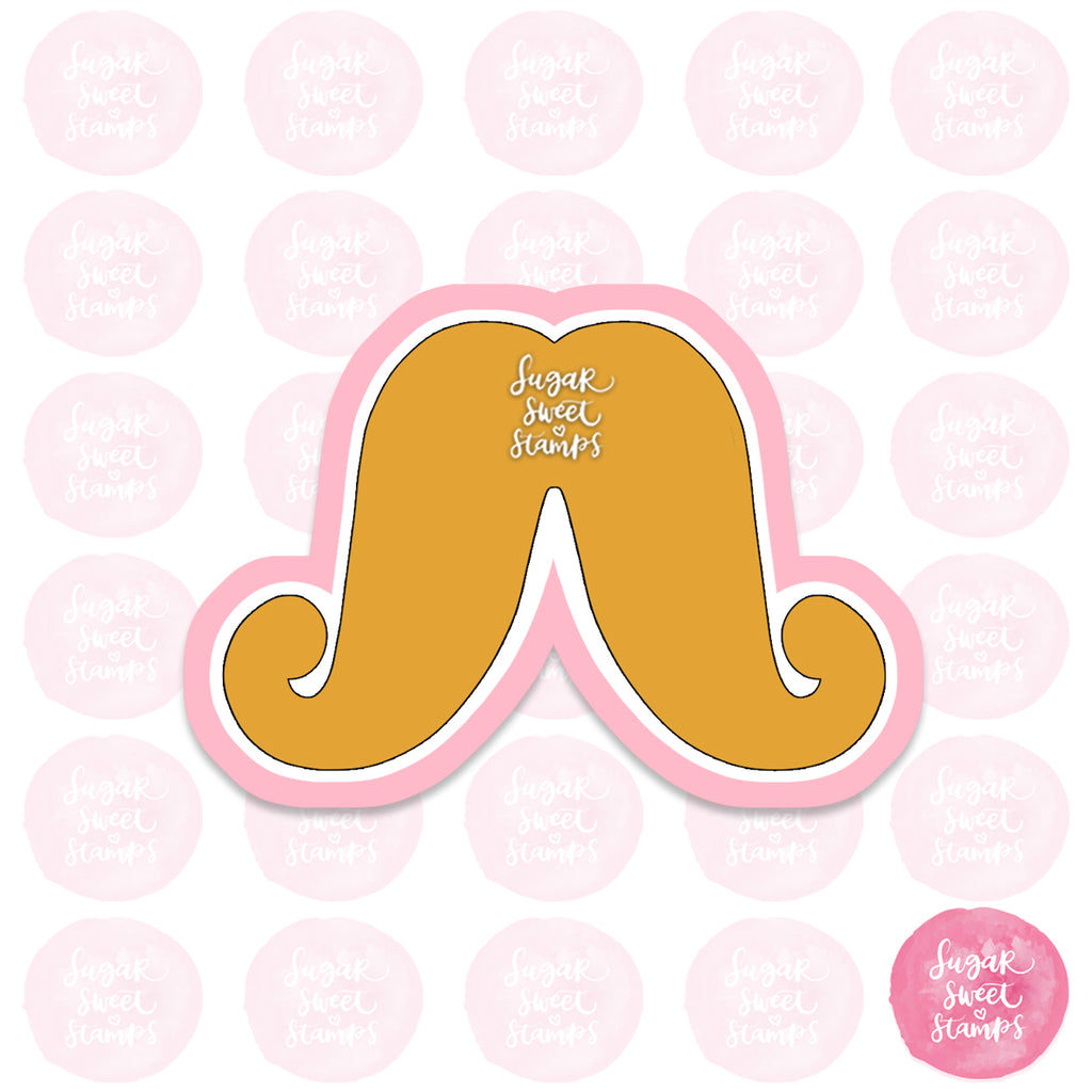 long curly moustache movember custom cookie cutter