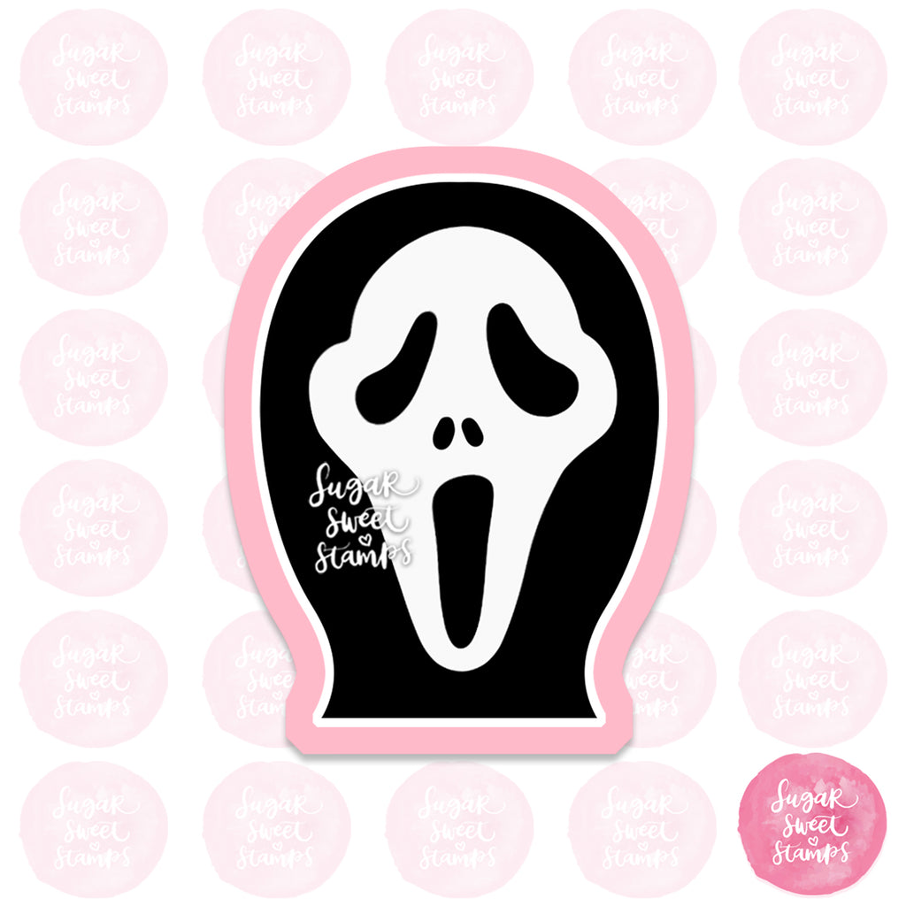 spooky scary halloween screaming mask custom cookie cutter