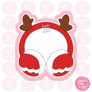 reindeer earmuffs cold winter christmas yuletide december custom 3d printed cookie cutter